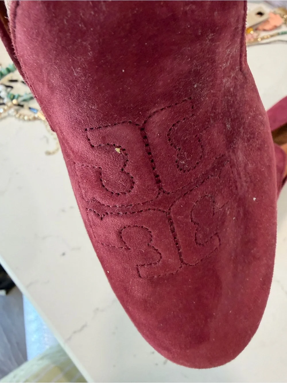 Tory Burch Suede  RUBY SMOKING Loafers in Wine